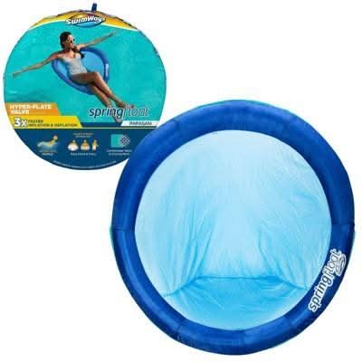 SwimWays Spring Float Papasan Pool Lounger With Hyper Flate Valve, Blue