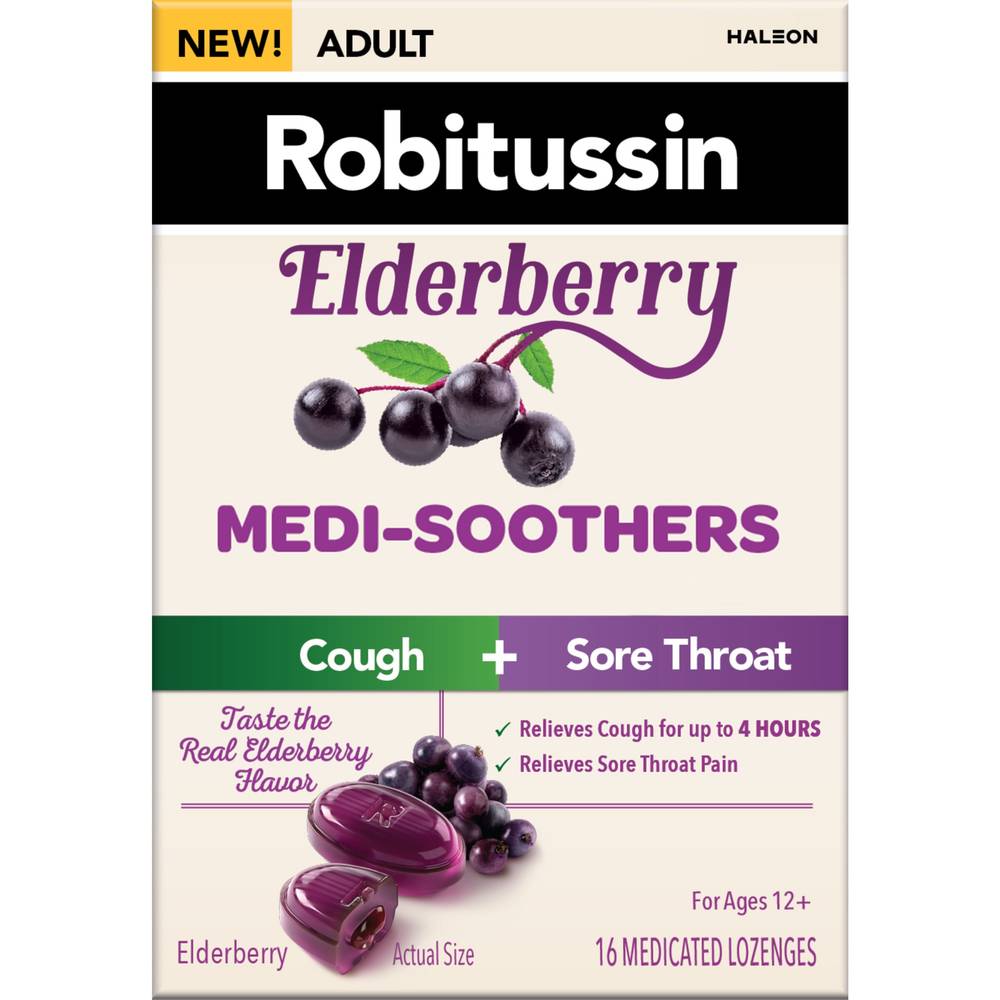 Robitussin Medi-Soothers Cough + Sore Throat Lozenges (elderberry )