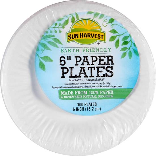 Sun Harvest Earth Friendly 6" Paper Plates (100 ct)