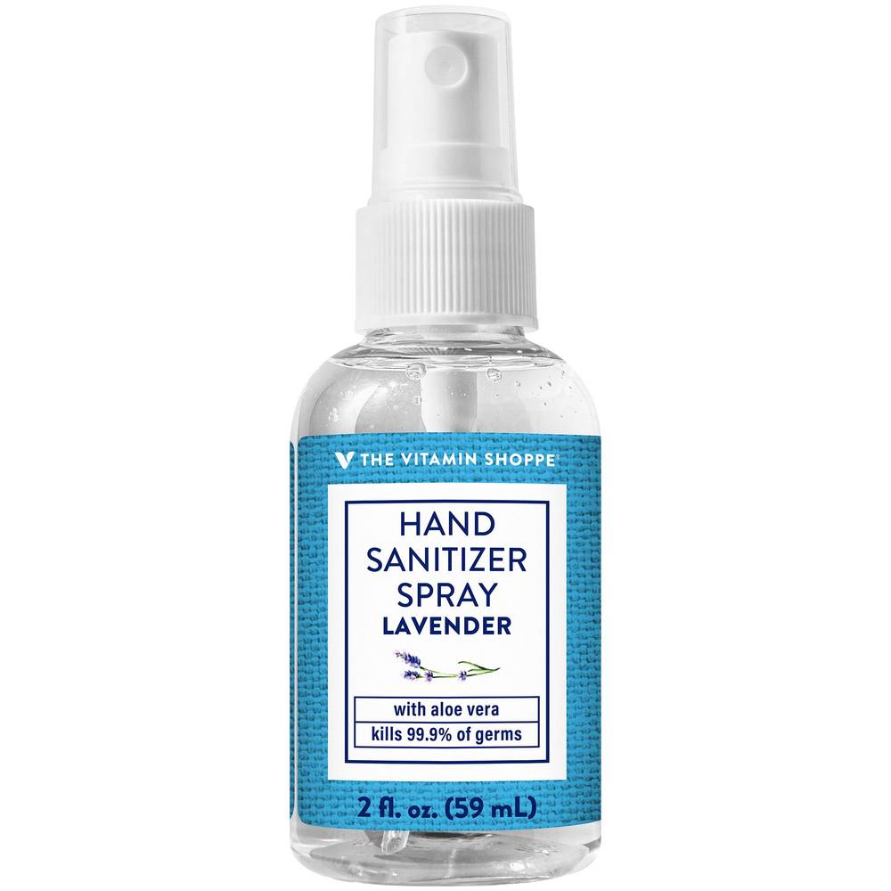 The Vitamin Shoppe Hand Sanitizer Spray With Aloe Vera Kills 99.9% Of Germs, Lavender (2 fl oz)