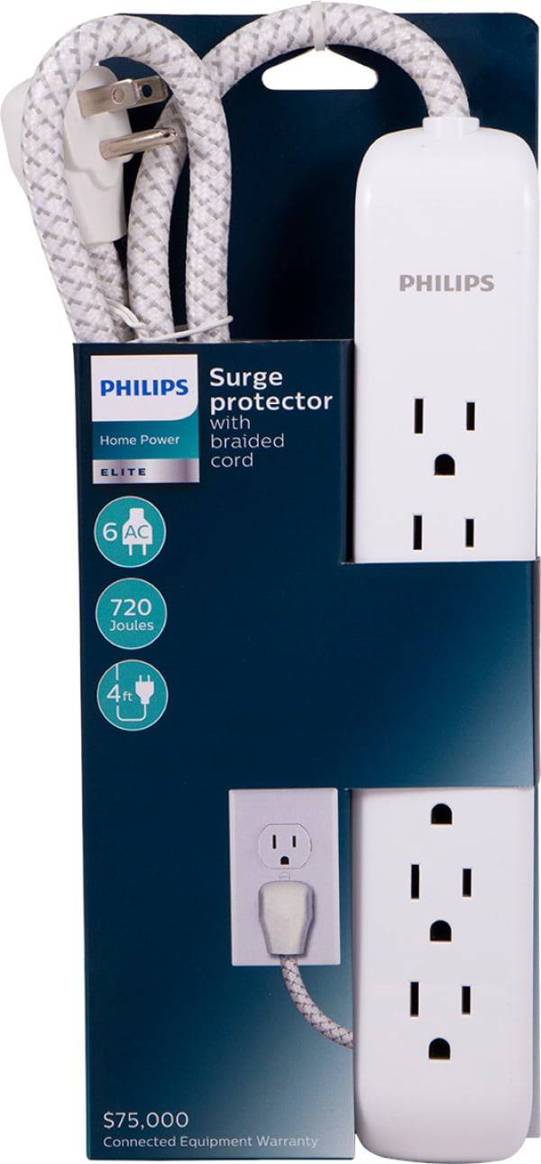 Philips Elite 6-Outlet Surge Protector 4ft White