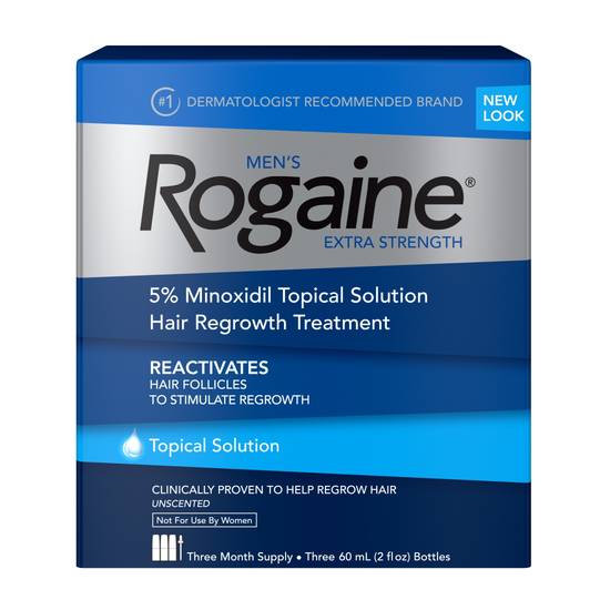 Rogaine Men's Extra Strength 5% Minoxidil Solution for Hair Regrowth, 3-Month Supply