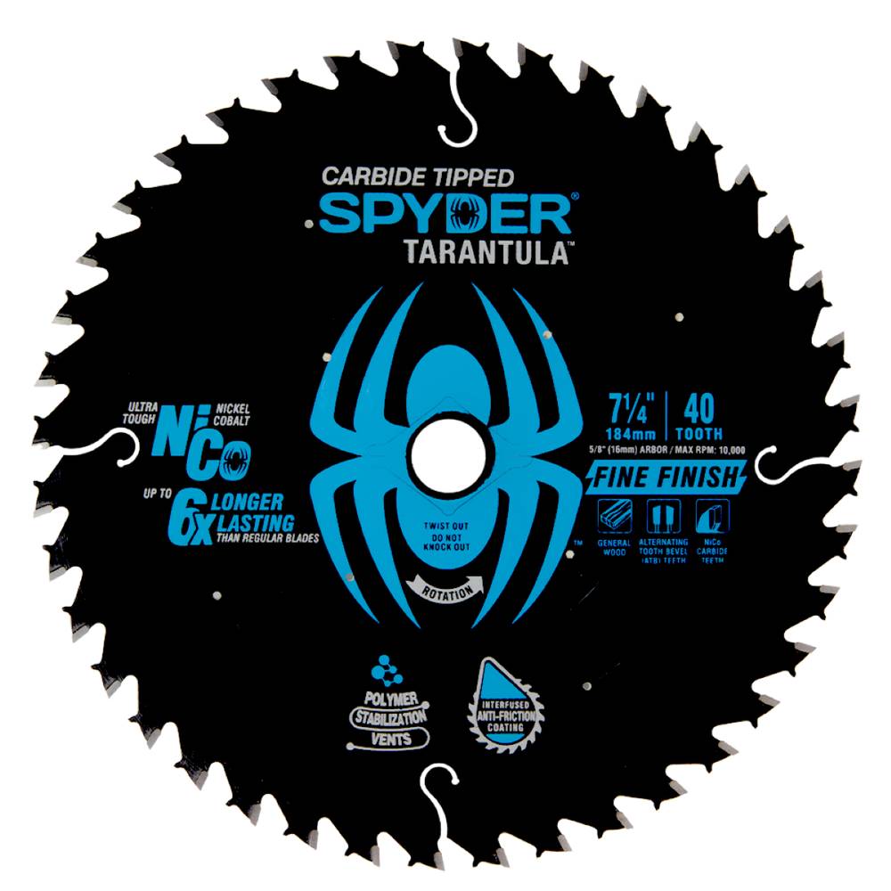 Spyder 7-1/4-in 40 -Tooth Fine Finish Tungsten carbide-tipped steel Circular saw blade Individual | 13007
