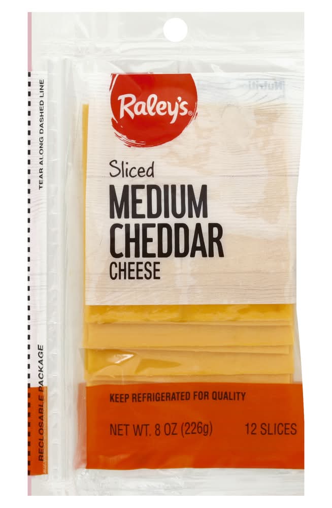 Raley's Sliced Medium Cheddar Cheese (8 oz, 12 ct)