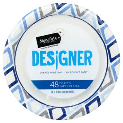 Signature Select Designer Coated Paper Plates, 6.87" (48 ct)