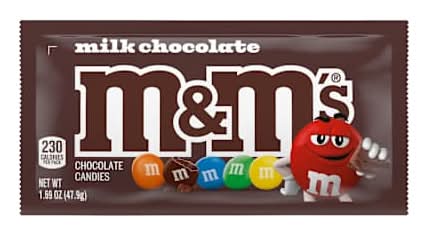 M&M'S Milk Chocolate Candy, Full Size, 1.69 oz Bag