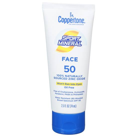 Coppertone Sport Mineral Broad Spectrum Spf 50 Face Sunscreen Lotion