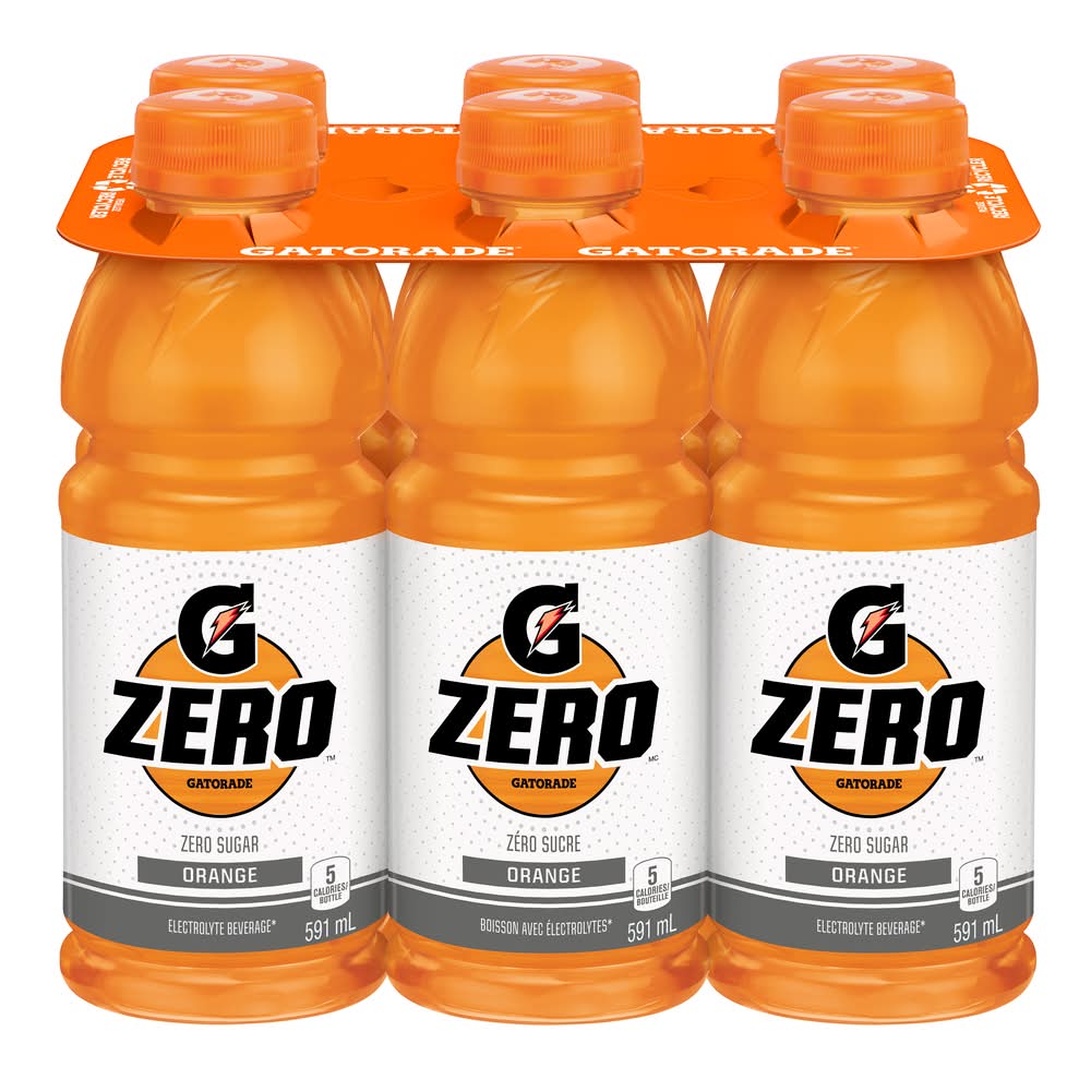 Gatorade Zero Sugar Electrolyte Drink, Orange (6 x 591 ml)