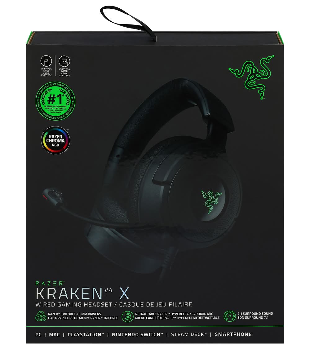 Razer Kraken V4 X Gaming Headset, Black