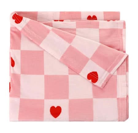 2-Sided Plush Throw 50inx60in Heart Checker