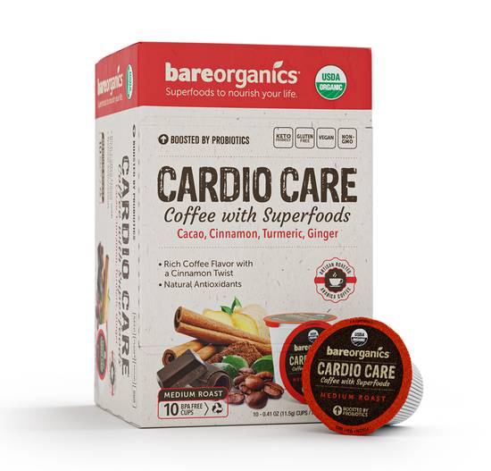 BareOrganics Cardio Care Coffee with Superfoods - 10 ct