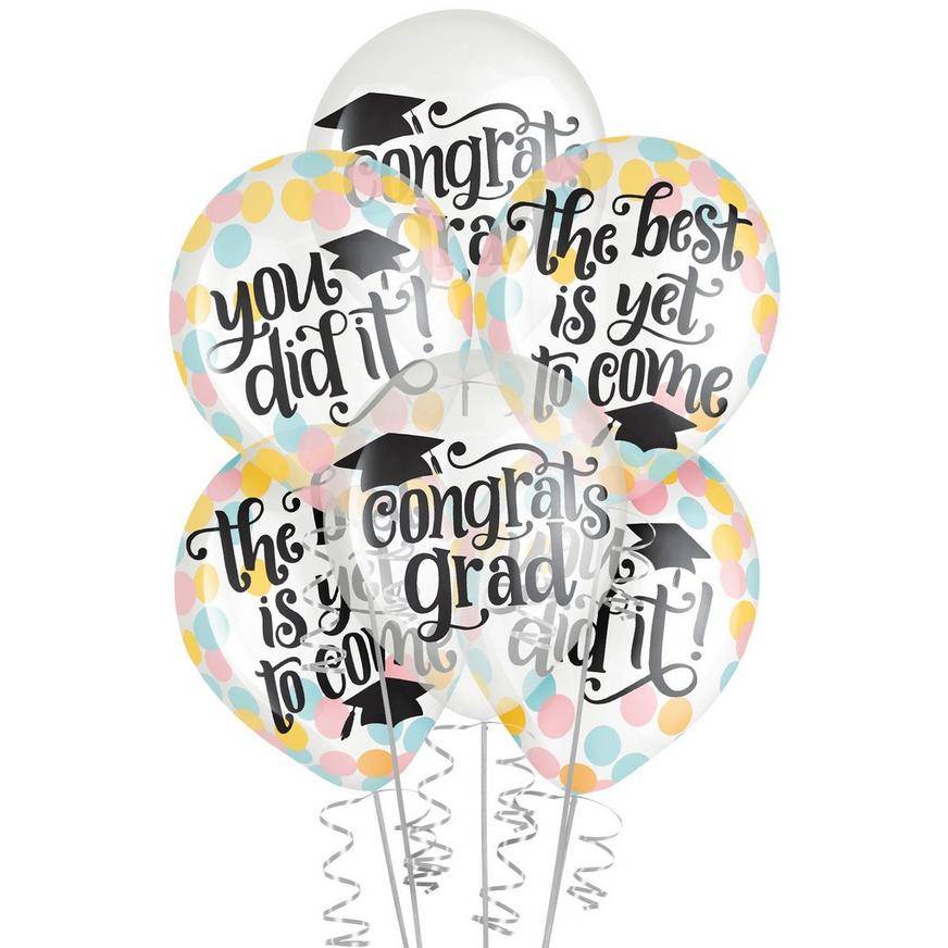 Uninflated 6ct, 12in, Follow Your Dreams Confetti Latex Balloons