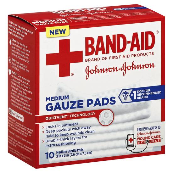 Band-Aid Medium Gauze Pads (10 ct)