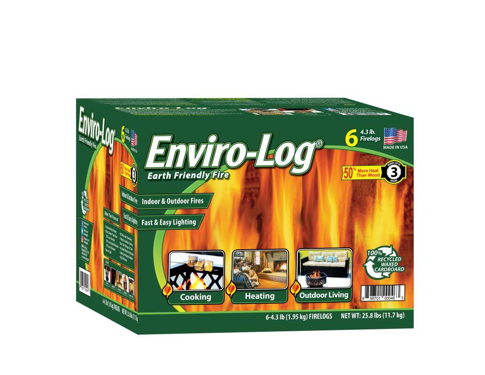 Enviro-Log  6-CT Fire Logs (4.3 lb) - Safe for Cooking & Wood Stoves - Recycled Material - Wax Base - Ideal for Fireplaces & Outdoor Activities | 1000463