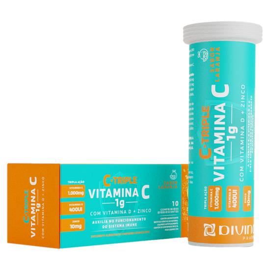 Divina suplemento alimentar c-triple vitamina c + vitamina d e zinco (10 comprimidos)