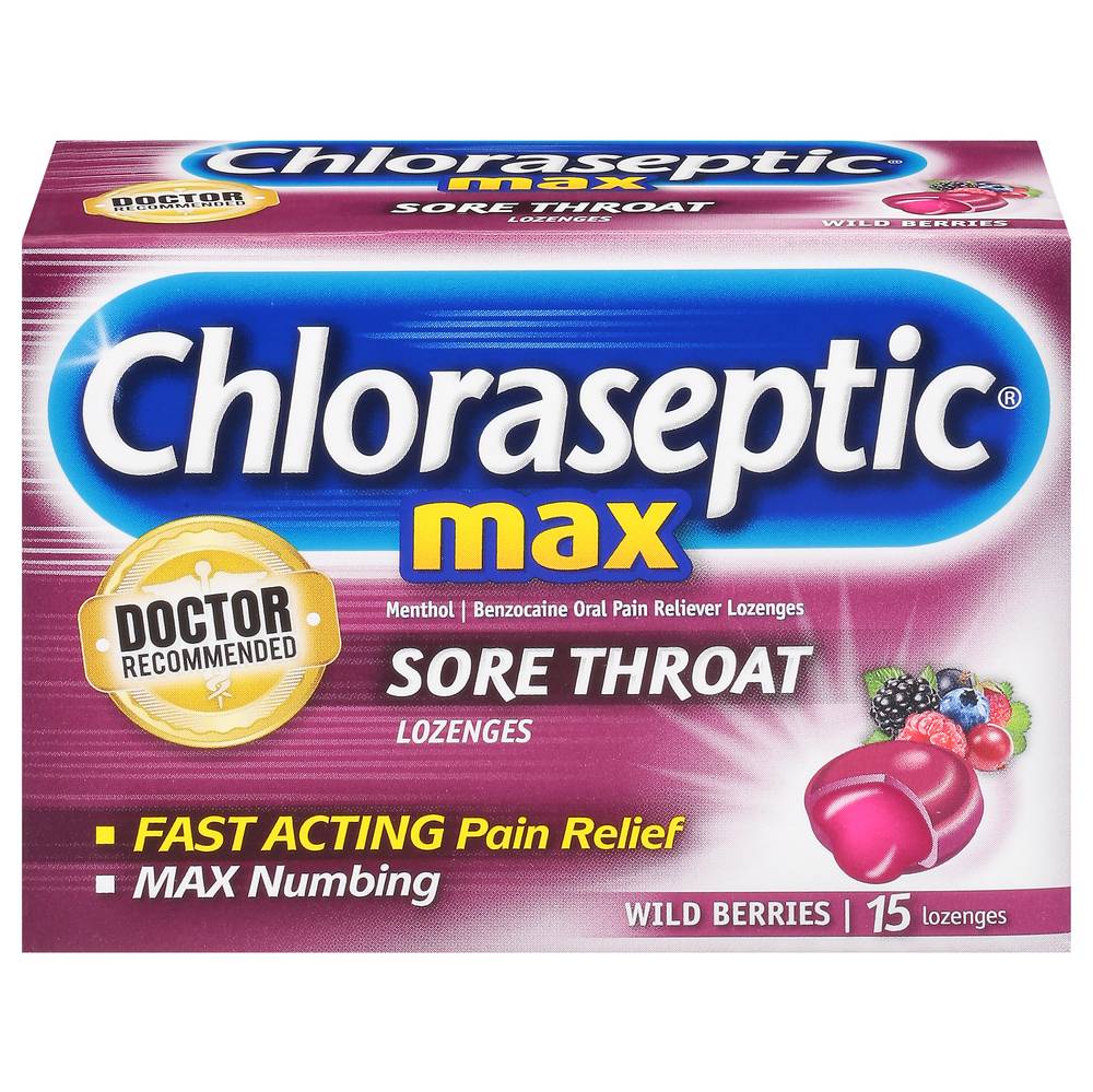 Chloraseptic Max Sore Throat Relief Wild Berries Lozenges (15 lozenges)