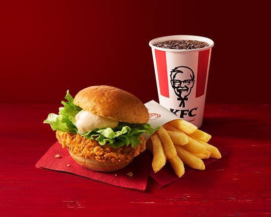 チキンフィレバーガーセット(ドリンク付き) Chicken Fillet Burger Combo