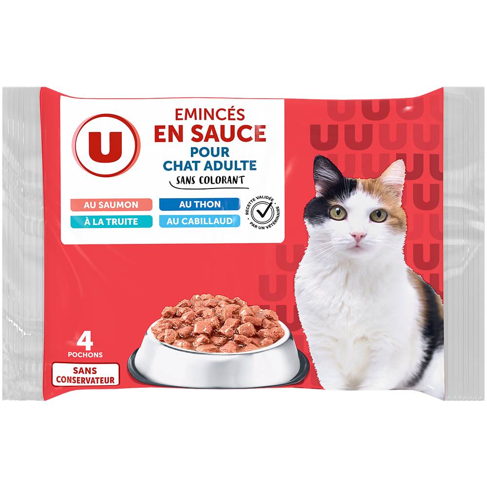 Les Produits U - Emincés en sace poissons pour chat adulte (4)