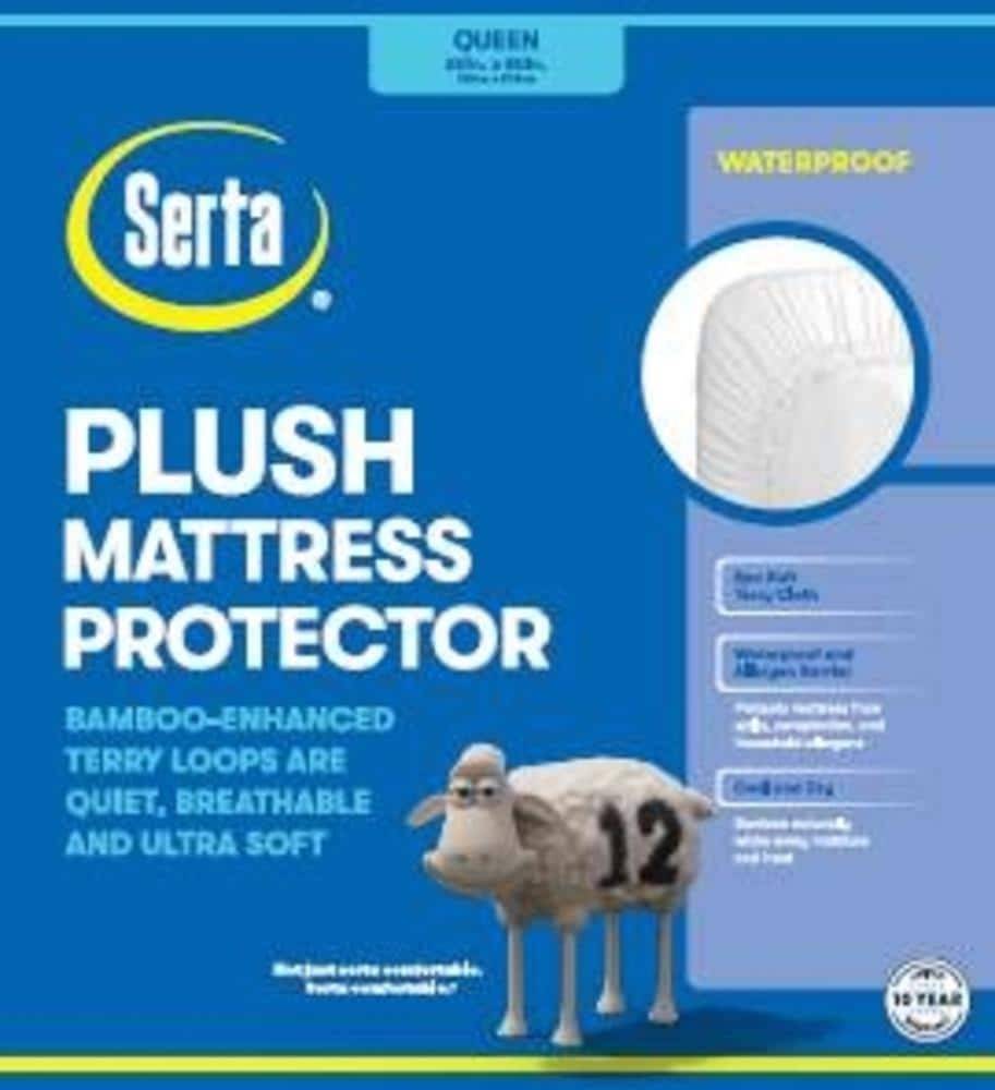 Serta Plush Queen Mattress Protector 10-in D Polyester Queen Mattress Cover | 1639502