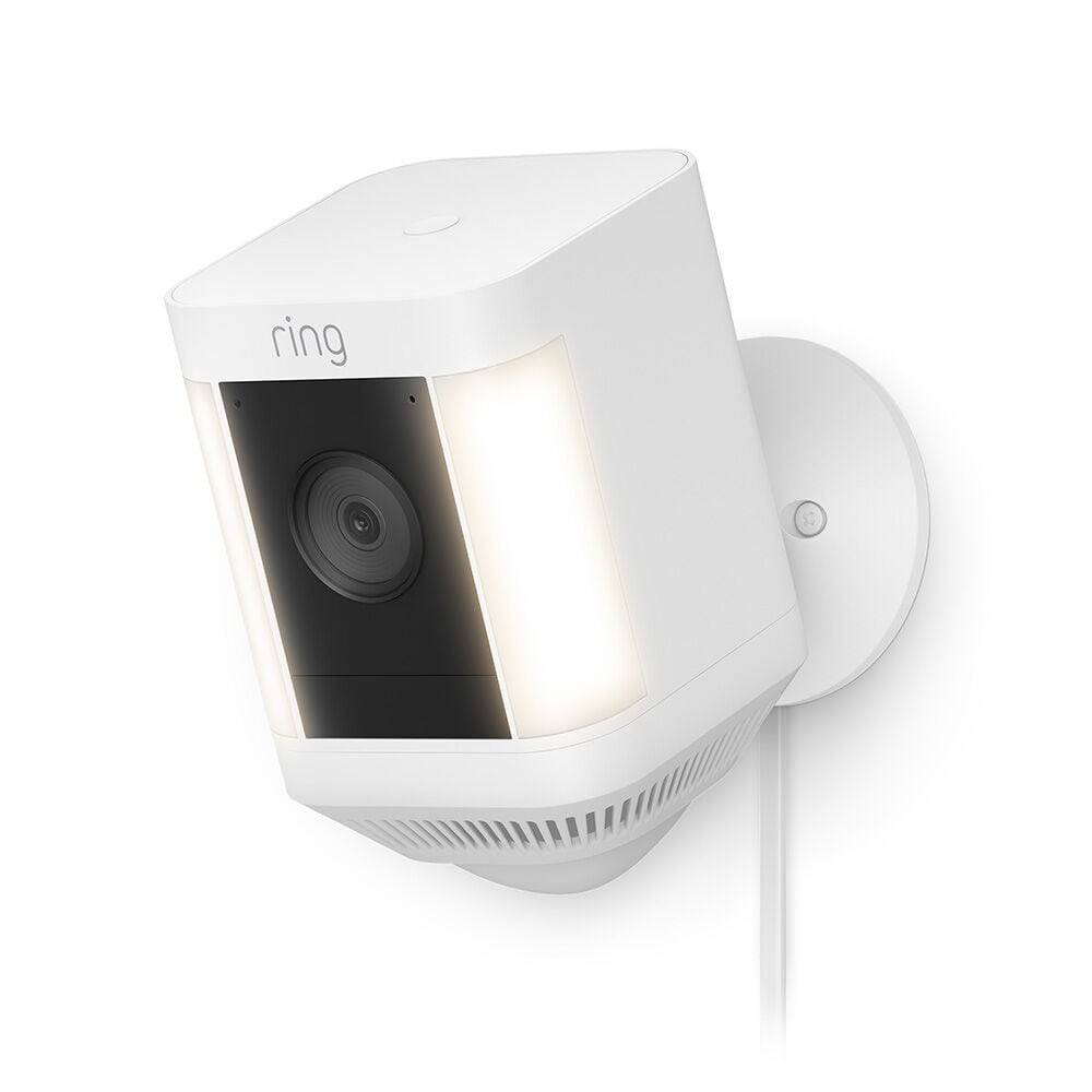 Ring Spotlight Cam Plus, Plug-In - Smart Security Video Camera with 2 Motion-Activated LED Spotlights, 2-Way Talk, Color Night Vision, White | B09J1TB7TB