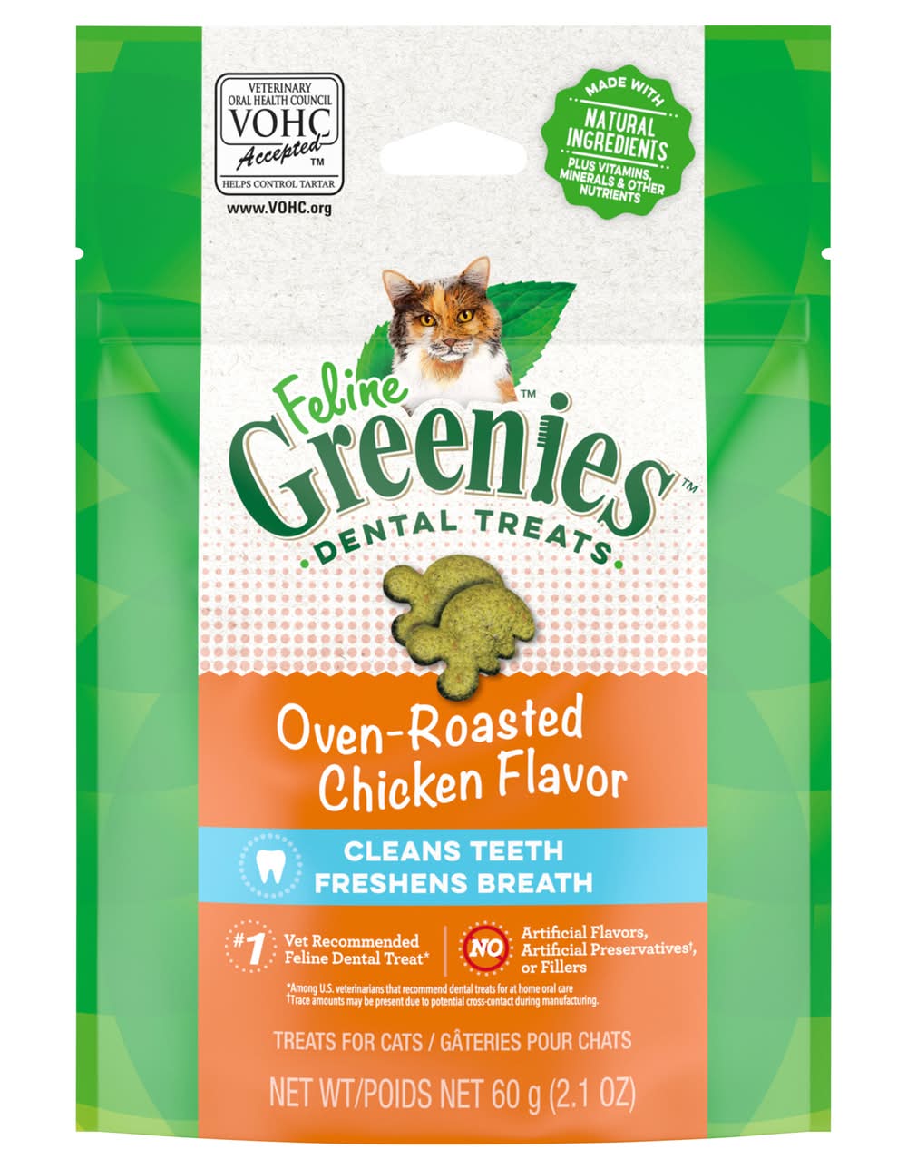 Greenies Feline Dental Cat Treats, Oven-Roasted Chicken (2.1 oz)