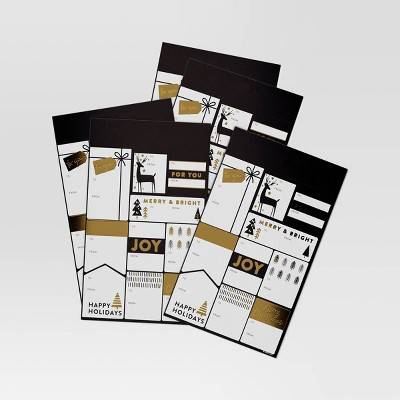 50ct Peel and Stick Christmas Gift Tag Black/Gold - Wondershop™: Typography, Paper, Christmas Characters, 9.5" x 5.75"