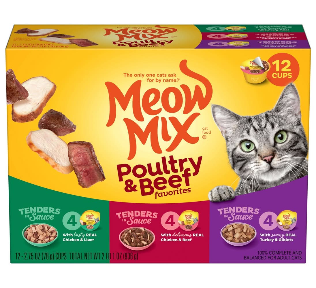 Meow Mix Tender Favorites Liver Turkey Chicken and Beef Flavor Wet Cat Food - 33oz