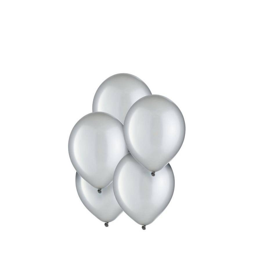 Uninflated 50ct, 5in, Silver Pearl Mini Balloons