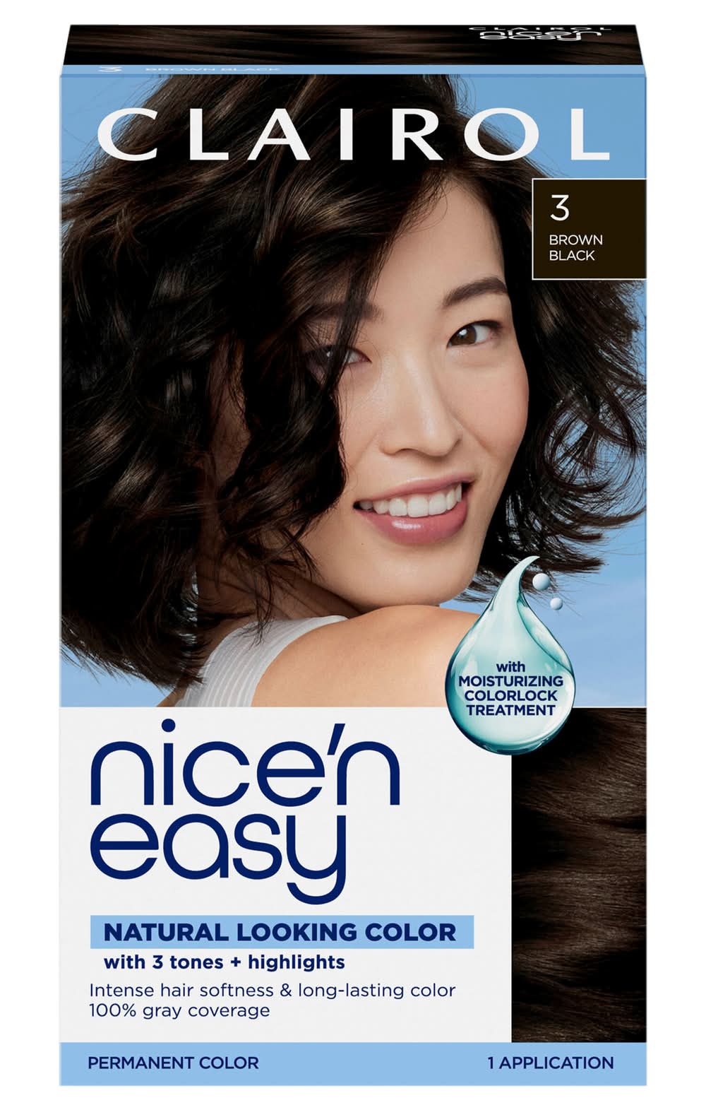 Nice'n Easy Oil Infused Color Permanent Hair Color, Brown Black 3 (8 oz)