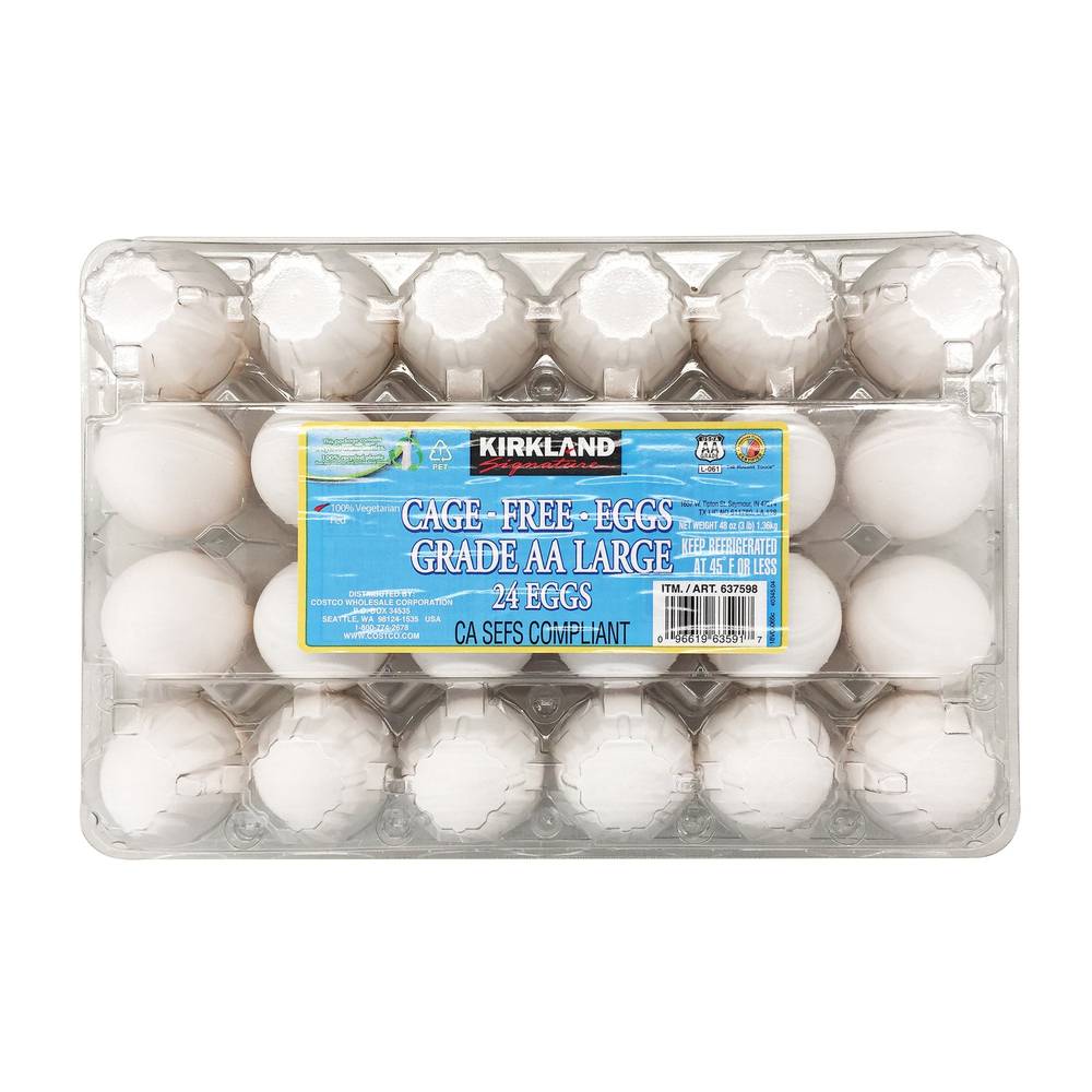 Kirkland Signature Cage Free Grade Aa Large Eggs (48 oz, 24 ct)