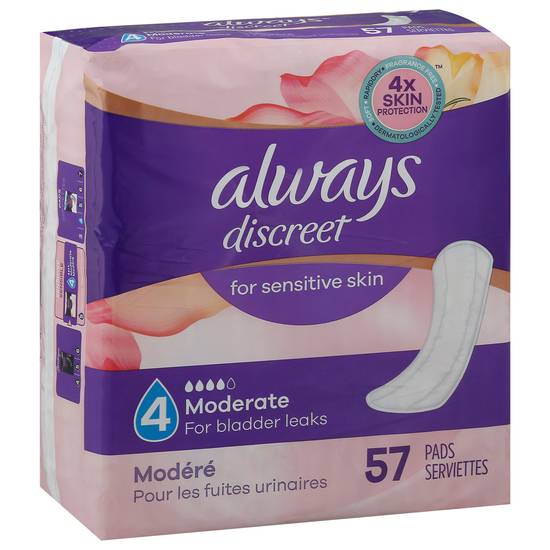 Always Discreet For Sensitive Skin 4 Moderate Pads (57 ct)