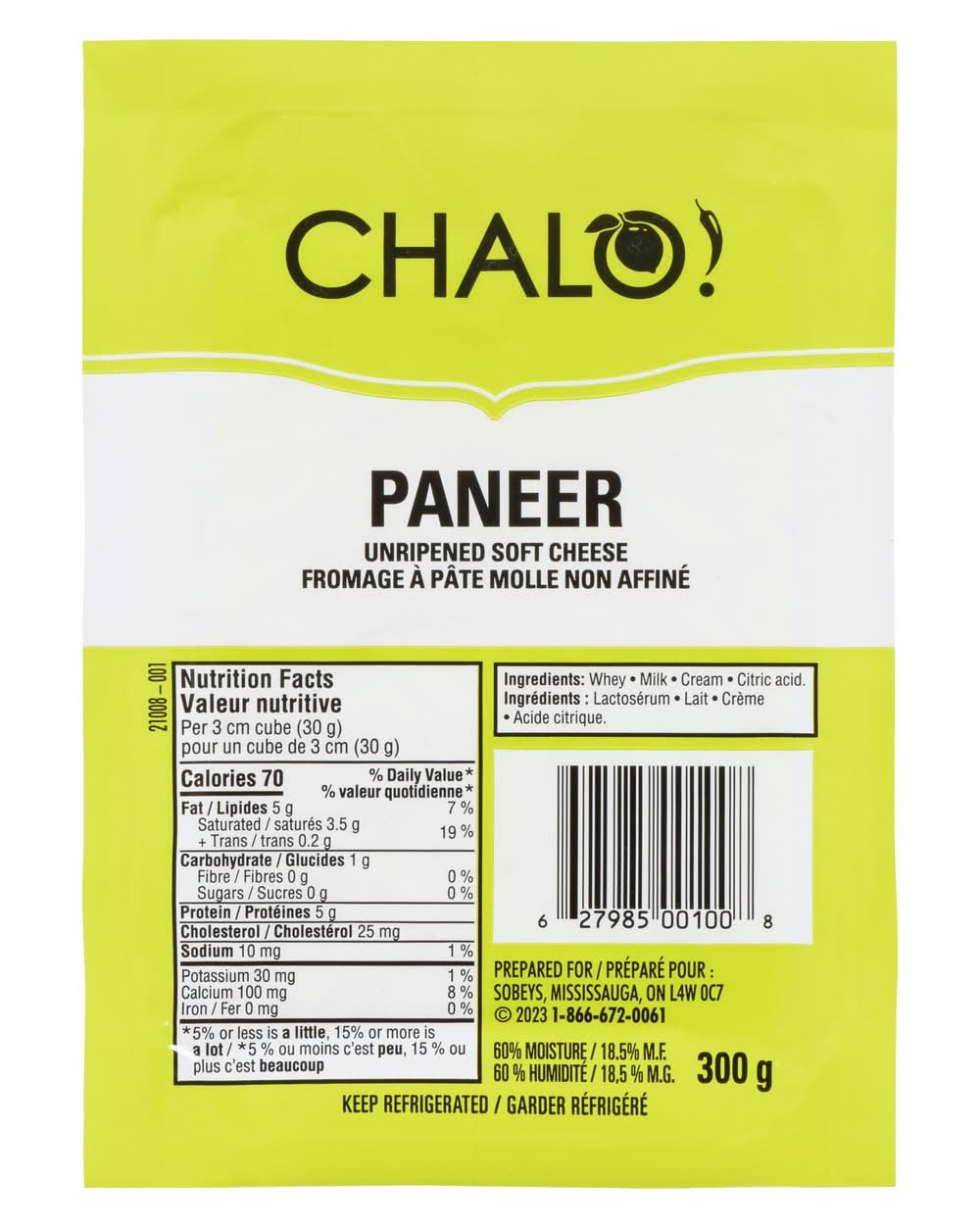 Chalo! Paneer Unripened Soft Cheese (300 g)