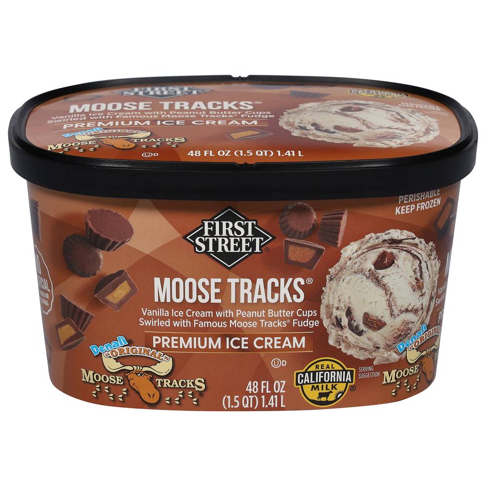 First Street Original Moose Tracks Ice Cream, Vanilla (48 oz)