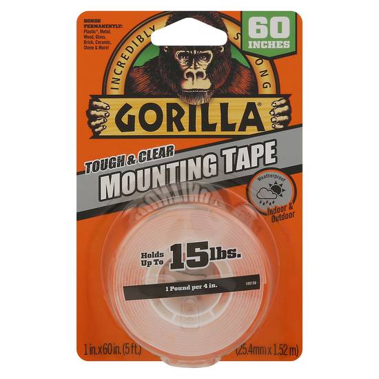 Gorilla Mounting Tape Double-Sided Tough & Clear, (1 ct)