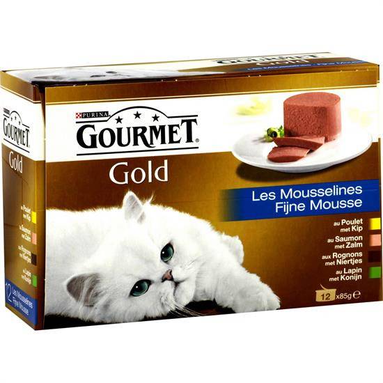 Pâtée pour chat Gold les Mousselines PURINA GOURMET - les 12 boites de 85 g