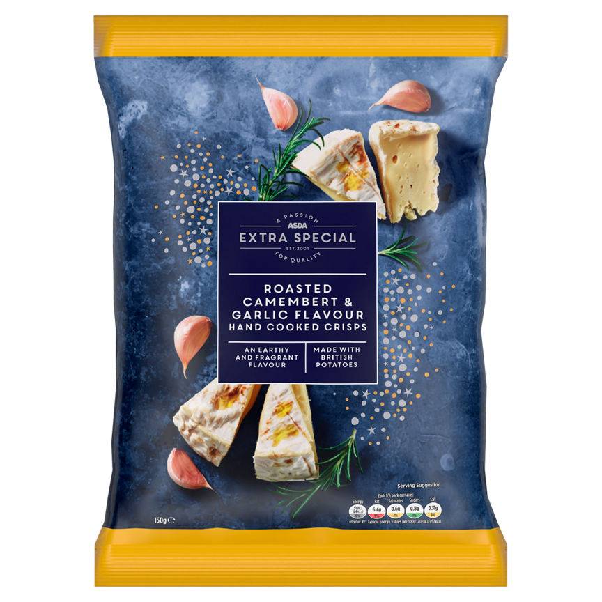 ASDA Camembert-Garlic, Extra Special Roasted Hand Cooked Crisps (150g)