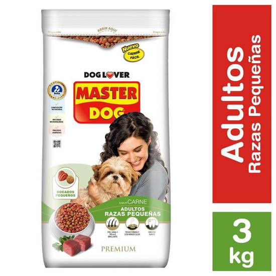 Master dog alimento perro adulto raza pequeña sabor carne (bolsa 3 kg)