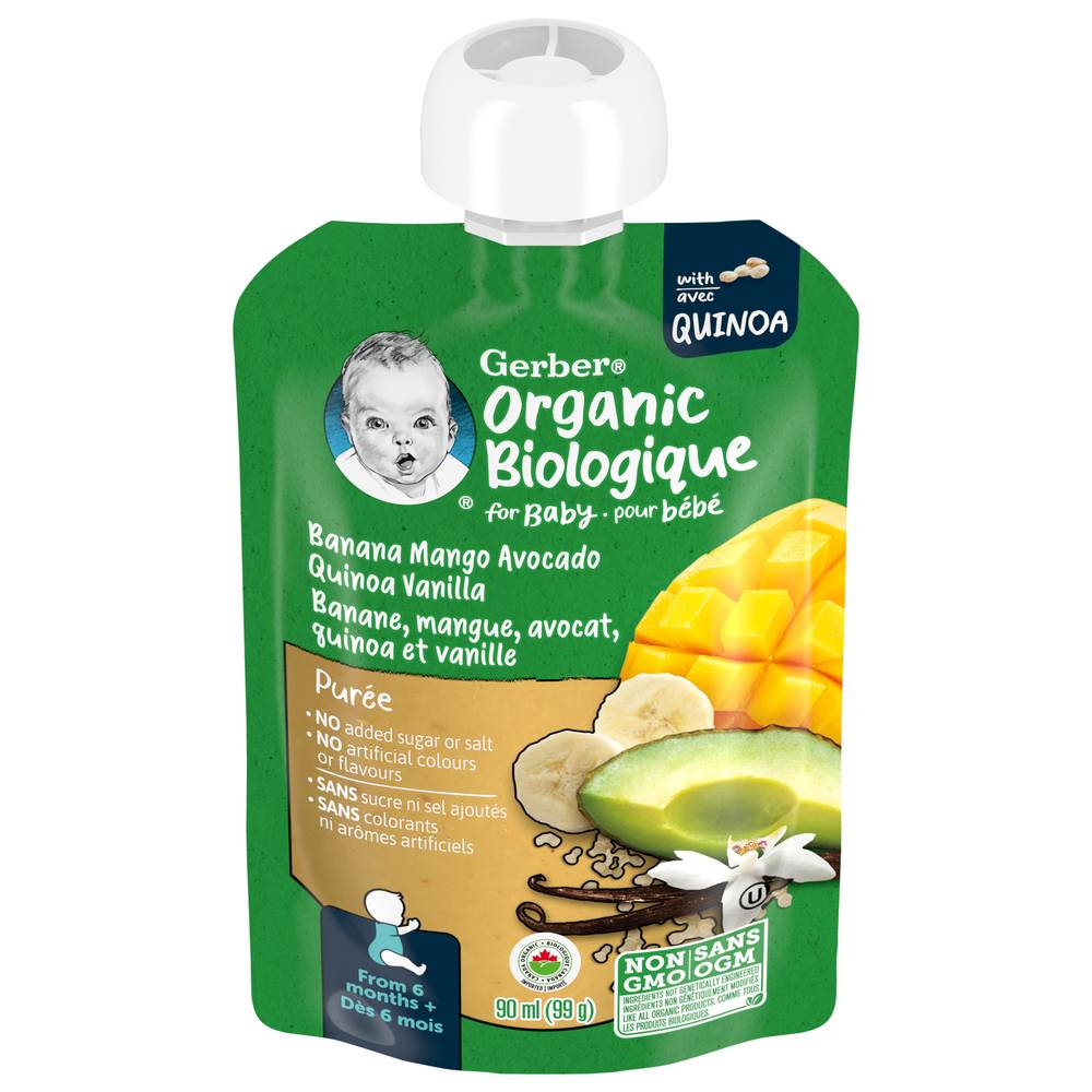 Gerber Organic Biologique Puree Baby Food For 12 M+, Assorted (90 ml)