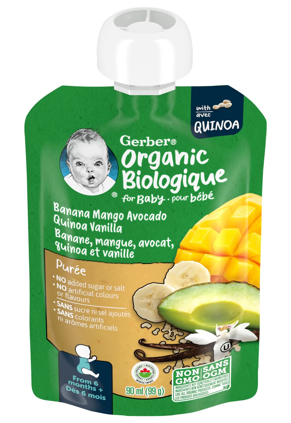 Gerber Organic Biologique Puree Baby Food For 12 M+, Assorted (90 ml)