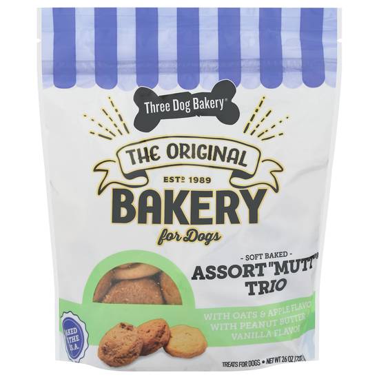 Three Dog Bakery Assort Mutt Trio Soft Baked Treats For Dogs