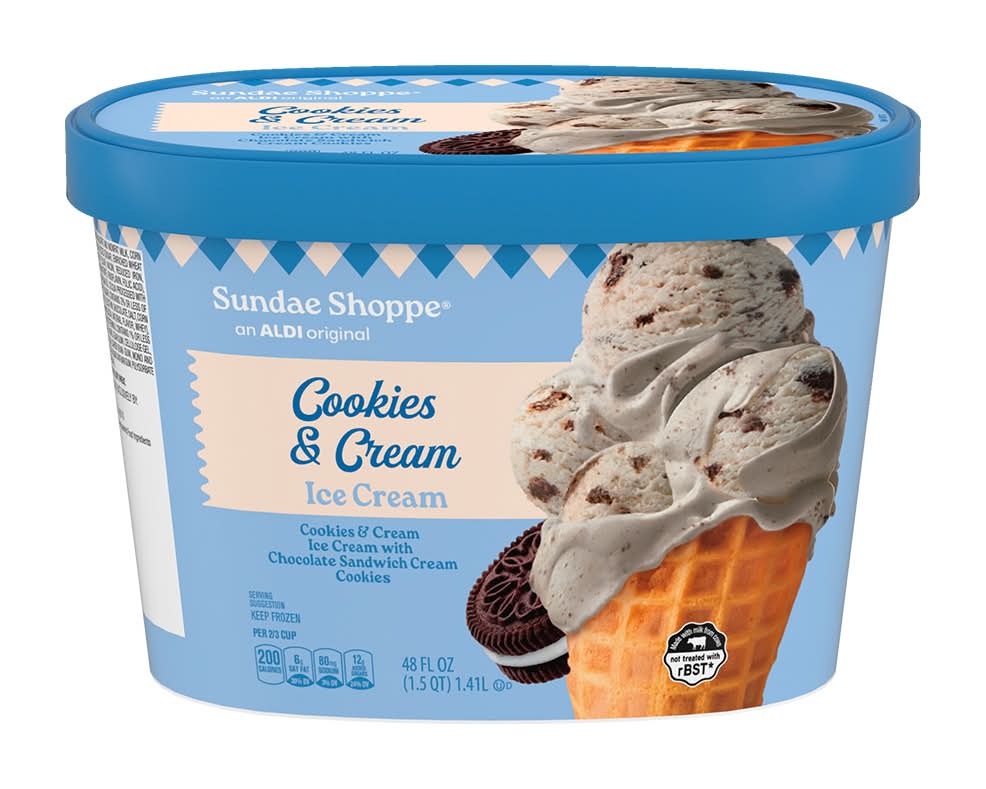 Sundae Shoppe Ice Cream, Cookies & Cream (48 fl oz)