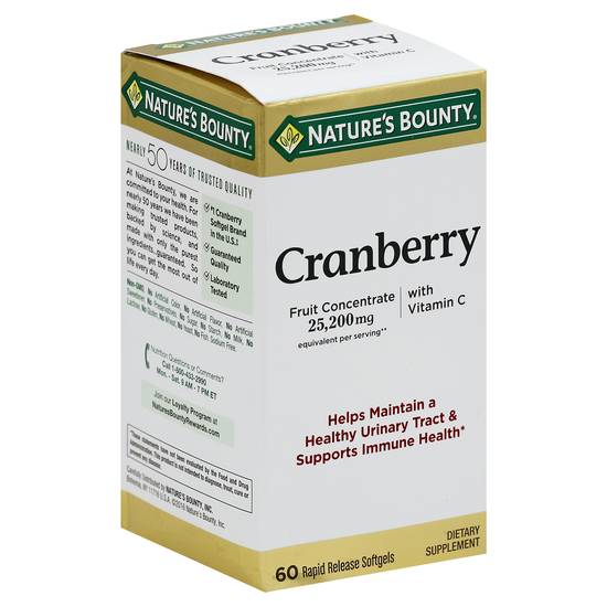 Nature's Bounty Cranberry With Vitamin C Rapid Release Softgels (60 ct )