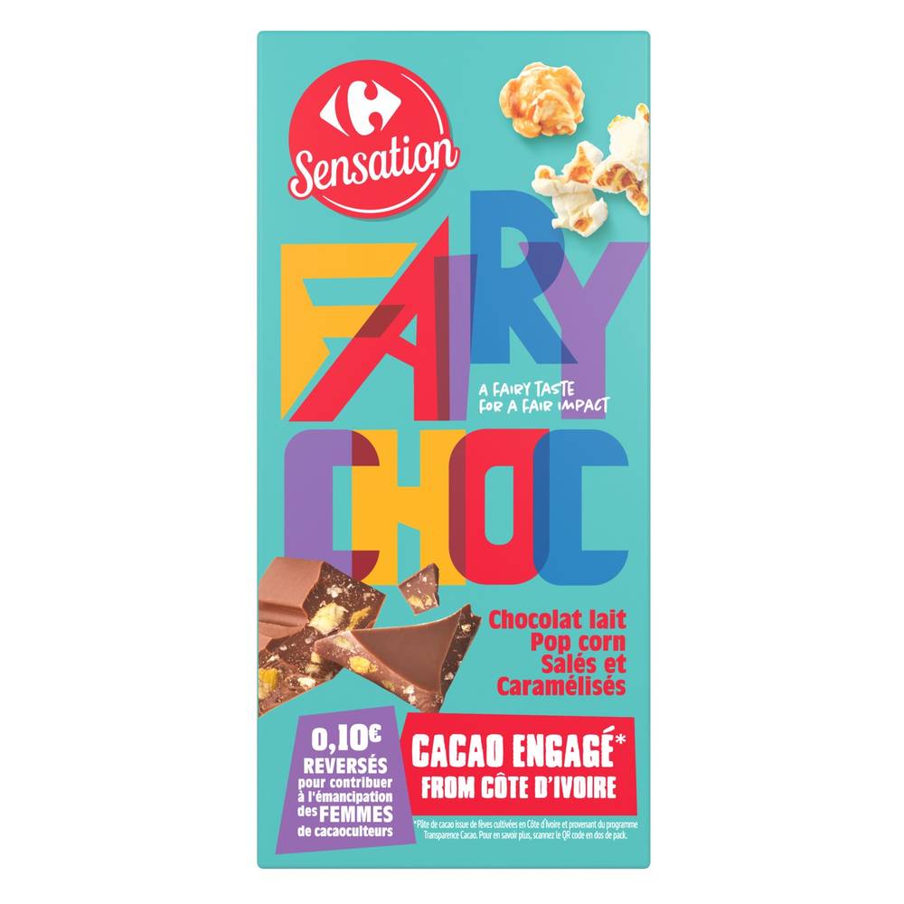 Carrefour Sensation - Fairy chocolat au lait, sel de pop-corn - caramélise (180g)