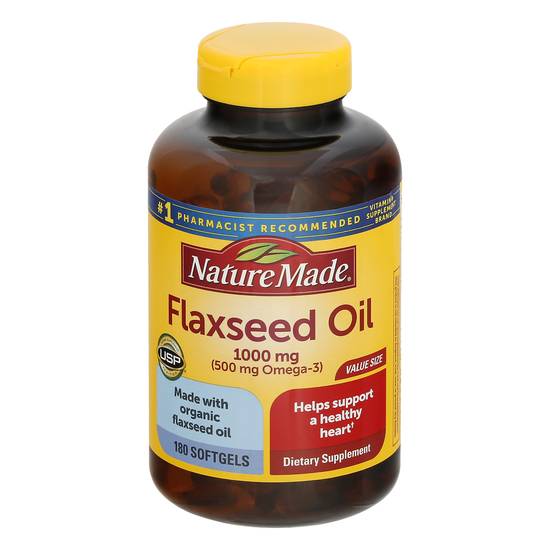 Nature Made Flaxseed Oil 1000 mg Dietary Supplement Softgel (180 ct)