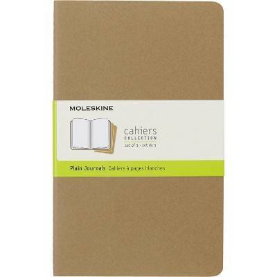 Moleskine Cahier Journals No Rule Notebook, Brown (3 pack)