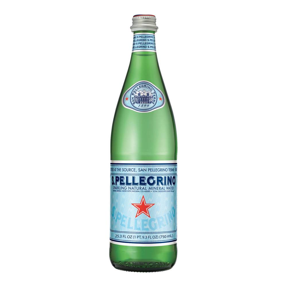 S.Pellegrino Sparkling Natural Mineral Water, 25.3 Fl Oz Glass Bottle