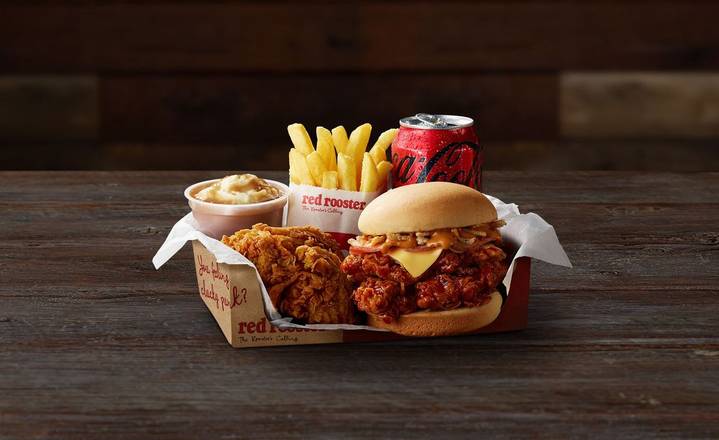 Red Rooster Triple BBQ Bacon Burger Box