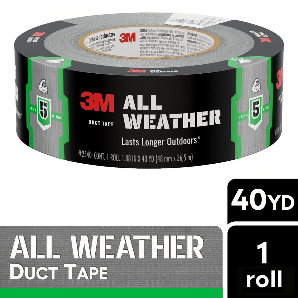 3M All Weather Gray Rubberized Duct Tape 1.88-in x 40 Yard(s)
