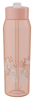 zak! Nectarine Floral Manual Straw Water Bottle 32 oz, Orange