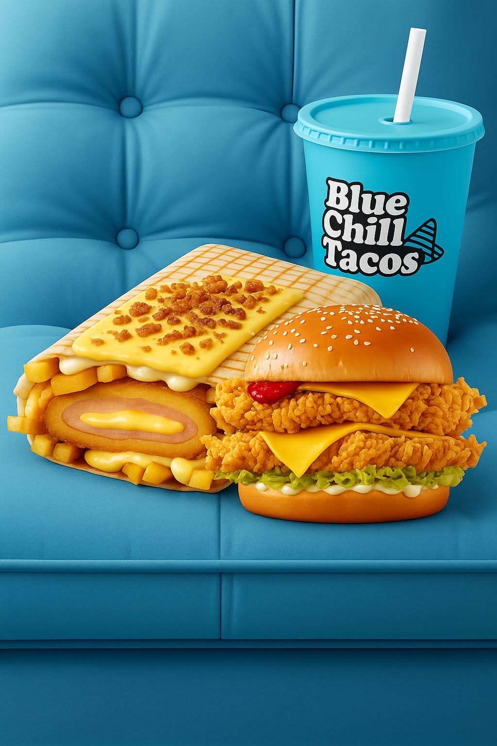 B3 (Menu Blue Chill'Tacos el mexicano🌵💃🏽 + Blue mexicano burger)